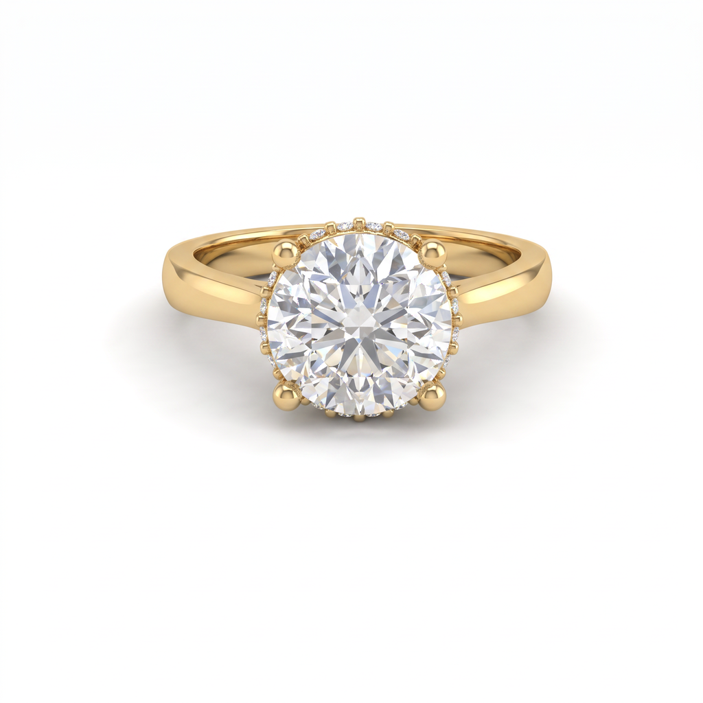 2ct Round Hidden Halo Lab-Grown Diamond Engagement Ring – 14K Gold