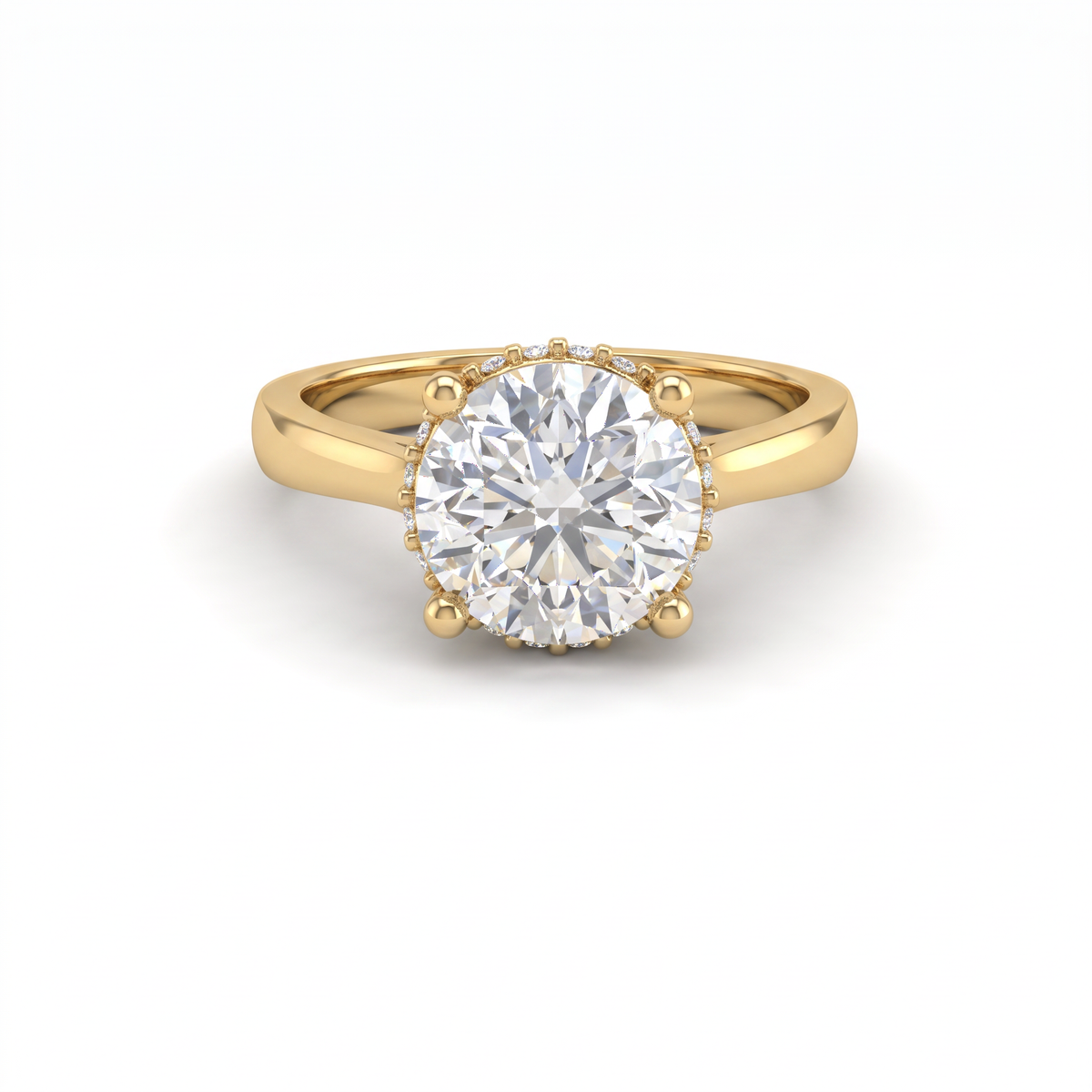 1.5ct Round Hidden Halo Lab-Grown Diamond Engagement Ring – 14K Gold