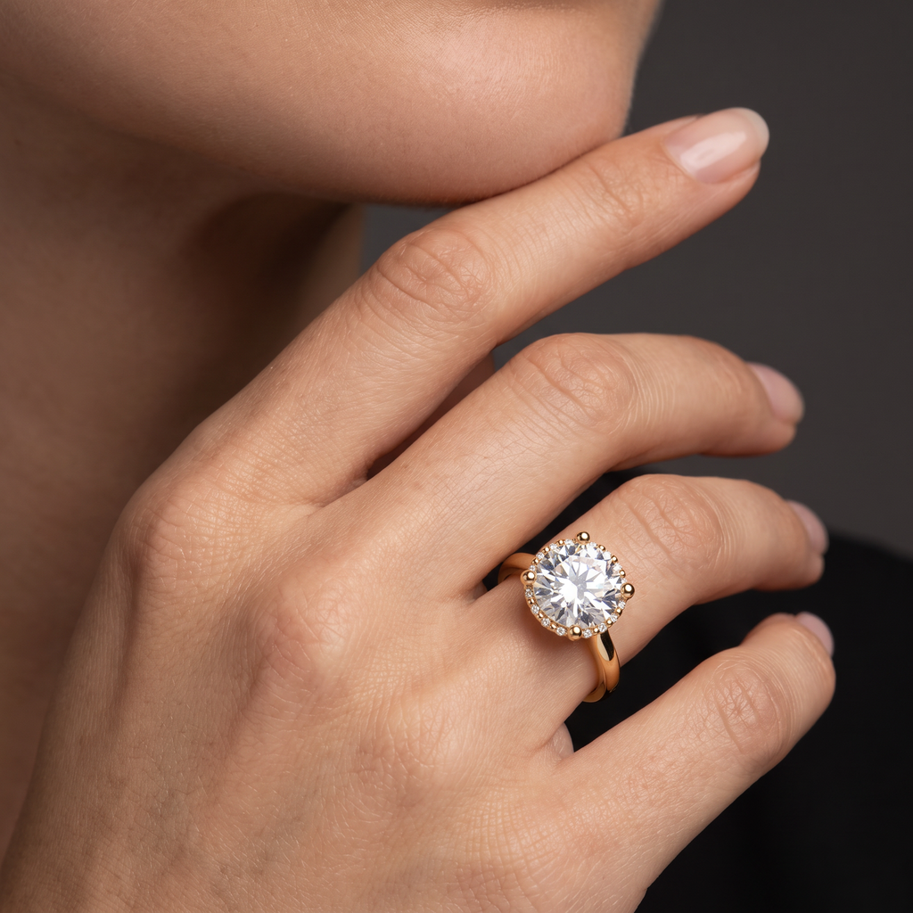 2ct Round Hidden Halo Lab-Grown Diamond Engagement Ring – 14K Gold