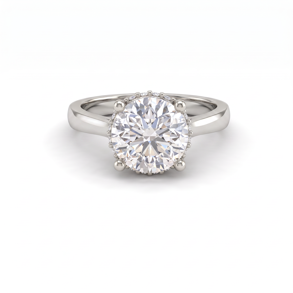 2ct Round Hidden Halo Lab-Grown Diamond Engagement Ring – 14K Gold