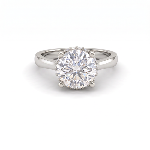 1.5ct Round Hidden Halo Lab-Grown Diamond Engagement Ring – 14K Gold