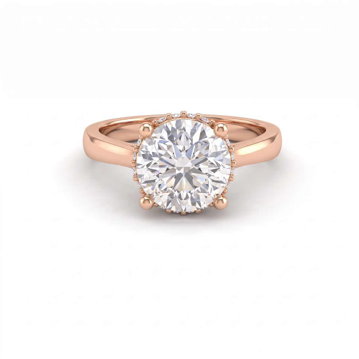 1.5ct Round Hidden Halo Lab-Grown Diamond Engagement Ring – 14K Gold