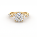 1.5ct Round Hidden Halo Pavé Band Engagement Ring – 14K Gold