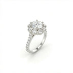 Round Lab-Grown Diamond Halo Engagement Ring with Pavé Band