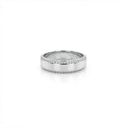 Men’s diamond wedding band in 14K white gold featuring two rows of pavé set round diamonds with polished finish
