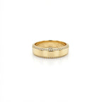 Men’s double row diamond band in solid 14K yellow gold with pavé set round diamonds and high polish center
