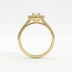 0.7ct oval diamond flower halo engagement ring in 14K yellow gold - romantic nature-inspired design