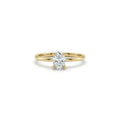 Oval lab-grown diamond solitaire engagement ring in solid 14K yellow gold with ultra thin band