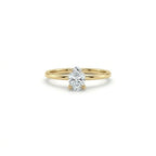 Oval lab-grown diamond solitaire engagement ring in solid 14K yellow gold with ultra thin band