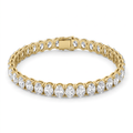 North-south oval tennis bracelet in 14K yellow gold with oval Lab-Grown Diamonds and box clasp