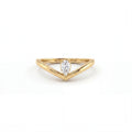 Pear Lab-Grown Diamond Wishbone Ring in solid 14K yellow gold, front view