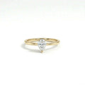 Pear solitaire ultra thin engagement ring with lab-grown diamond in solid 14K yellow gold