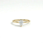 Pear solitaire ultra thin engagement ring with lab-grown diamond in solid 14K yellow gold