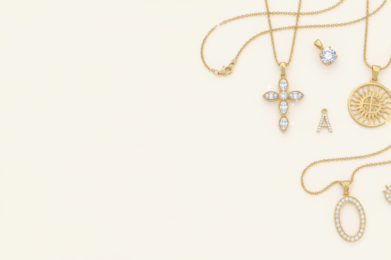 4K gold pendant necklaces with lab-grown diamonds handcrafted in NYC