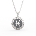 Sterling silver Pisces zodiac medallion necklace