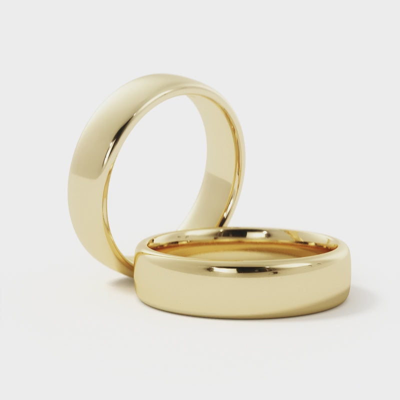 6mm 14k gold wedding ring 360 video -Black - Pearl of Queens
