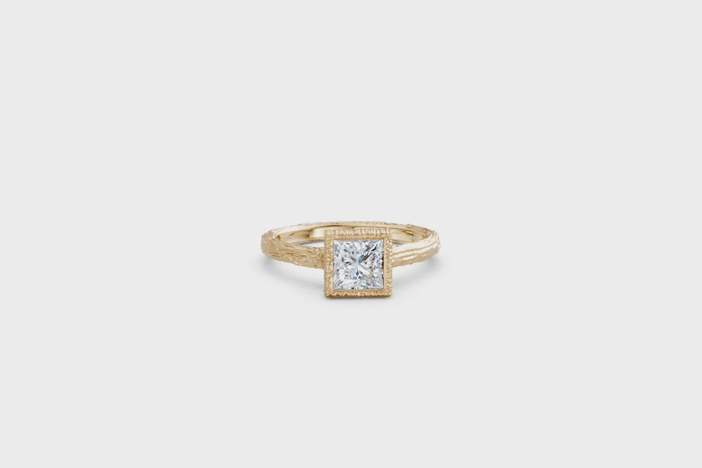 Princess Cut Lab-Grown Diamond Engagement Ring – Branch Band 14K Gold