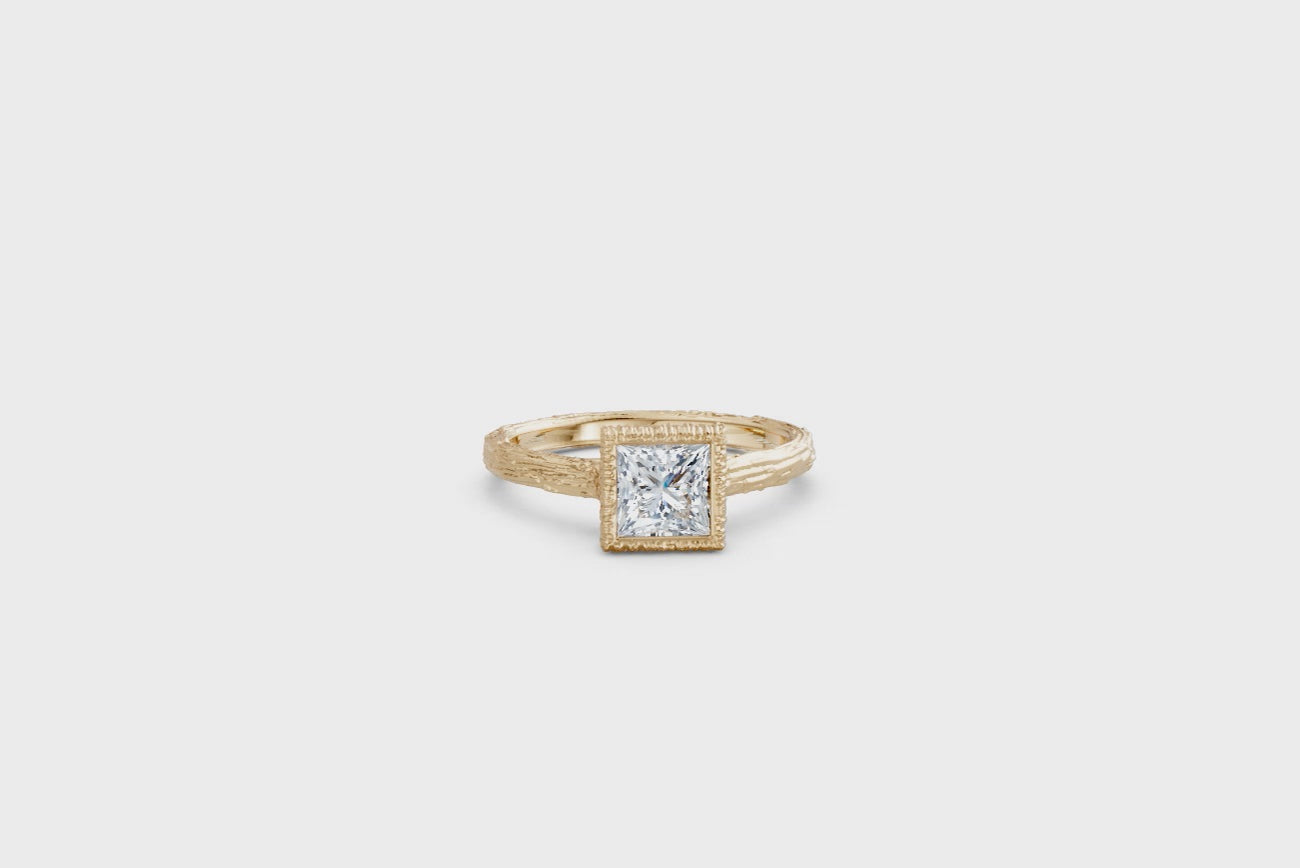 Princess Cut Lab-Grown Diamond Engagement Ring – Branch Band 14K Gold