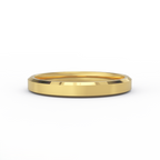 3mm women’s bevel edge wedding band in solid 14k yellow gold - front view