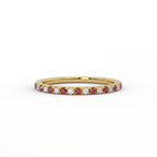 1.5mm ruby and diamond half eternity band in 14K yellow gold - front view