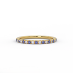 1.5mm sapphire and diamond half eternity band in 14K yellow gold - front view