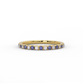2mm sapphire and diamond half eternity band in 14K yellow gold - front view