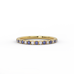 2mm sapphire and diamond half eternity band in 14K yellow gold - front view