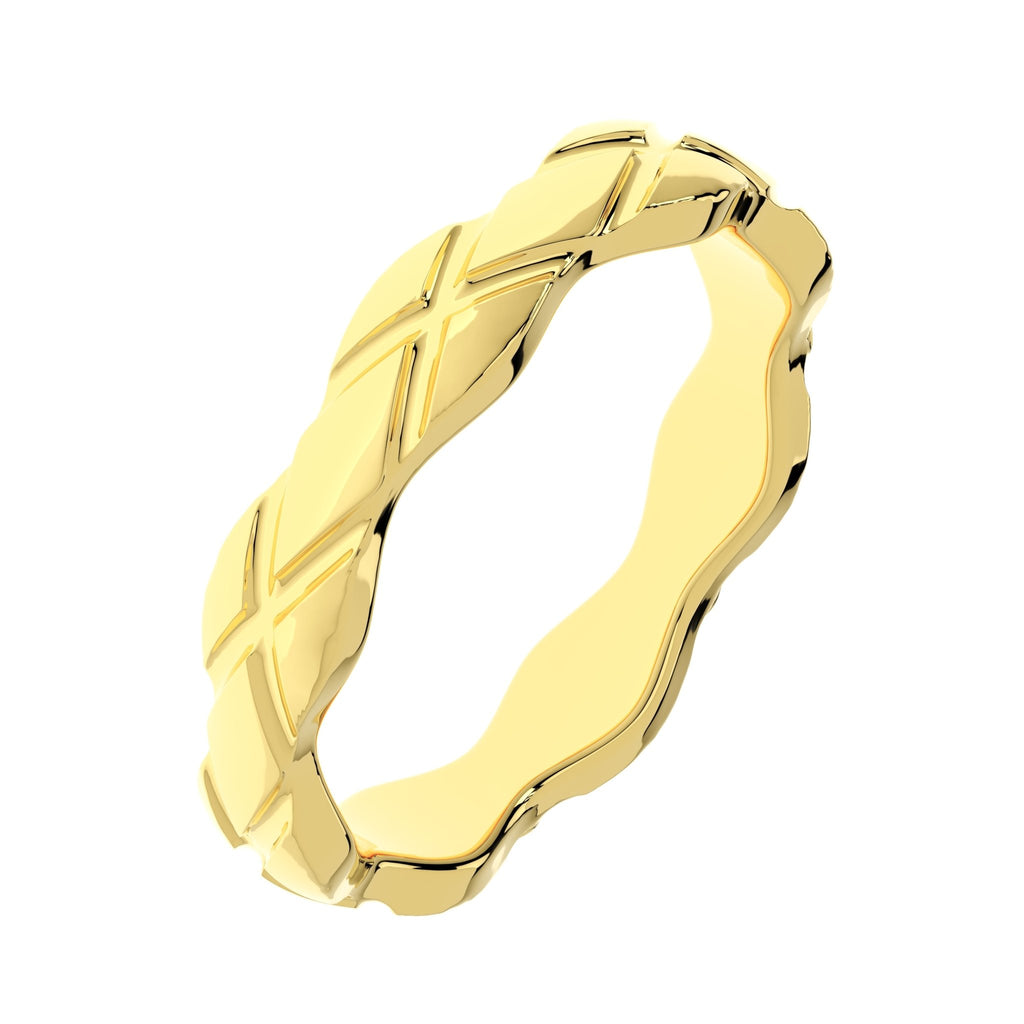 14K Yellow Gold quilted gold Band Ring – angle view