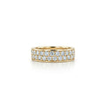 Radiant eternity double row diamond ring in solid 14k yellow gold front view