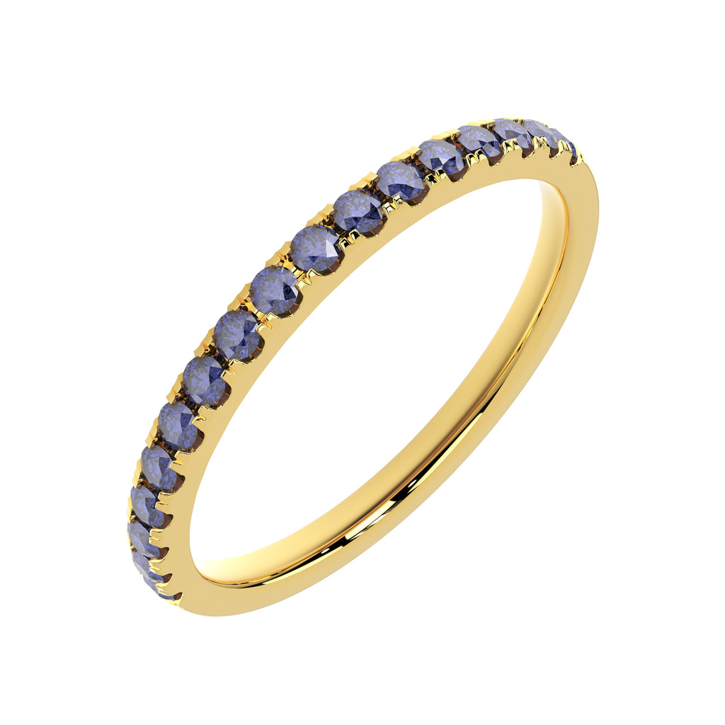 2mm sapphire half eternity women’s wedding band in 14K yellow gold