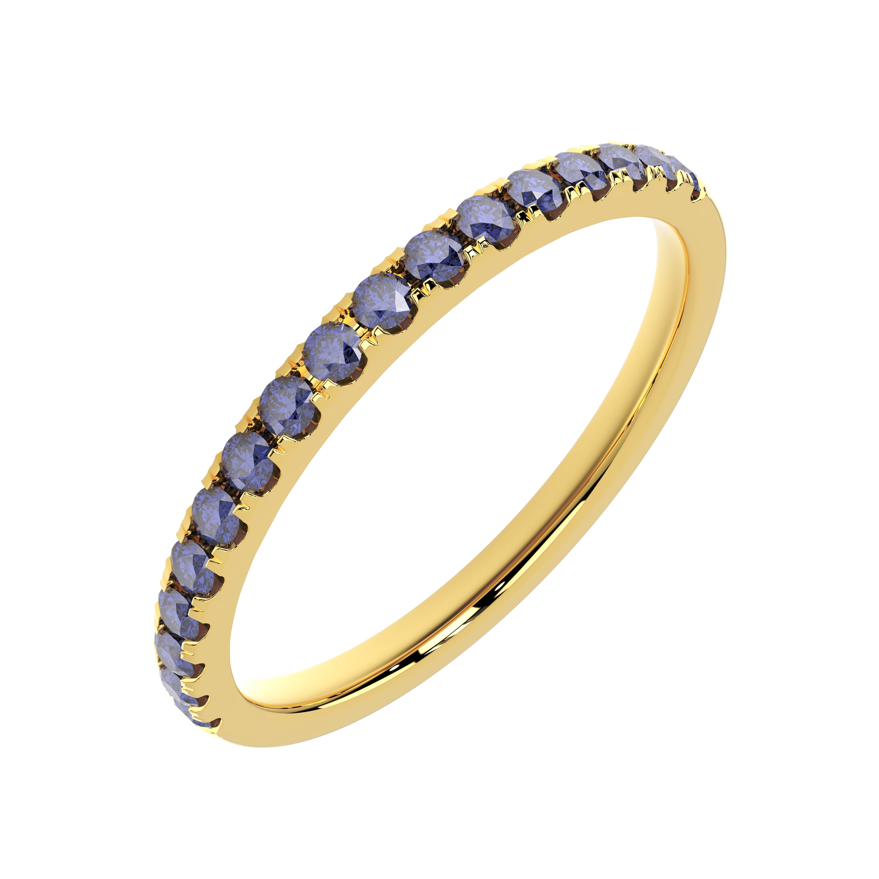 2mm sapphire half eternity women’s wedding band in 14K yellow gold