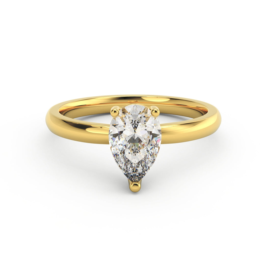 Pear solitaire engagement ring in 14K yellow gold with pear-cut lab-grown diamond, Riverside design