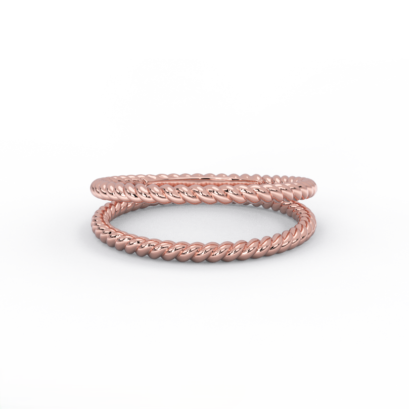 rope band ring solid 14k rose gold twisted band profile view