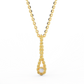 Rope drop diamond pendant necklace in 14K yellow gold with bezel-set lab-grown diamond