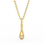 Rope drop diamond pendant necklace in 14K yellow gold with bezel-set lab-grown diamond