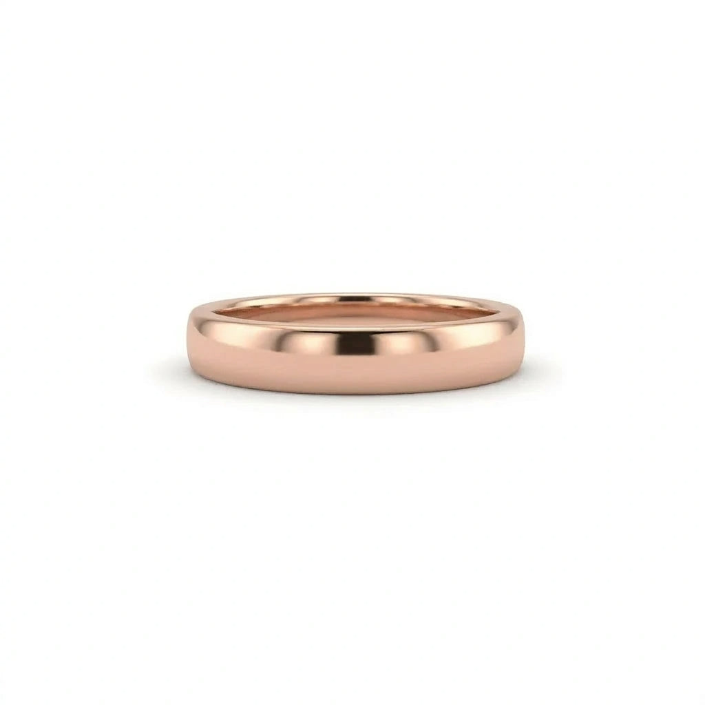4mm Triborough dome wedding band in solid 14K rose gold