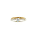 Round ultra thin pavé engagement ring with lab-grown diamond in solid 14K yellow gold