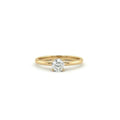 Round ultra thin solitaire engagement ring with lab-grown diamond in solid 14K yellow gold