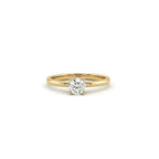 Round ultra thin solitaire engagement ring with lab-grown diamond in solid 14K yellow gold
