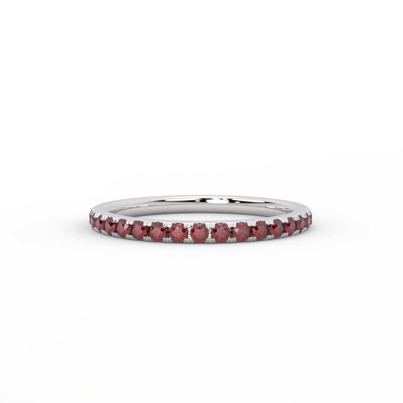 Ruby half eternity high dome band in 14K white gold - front view