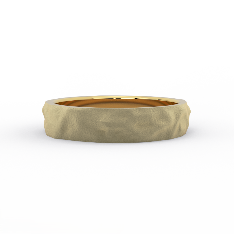 rustic gold ring in solid 14K yellow gold – front view