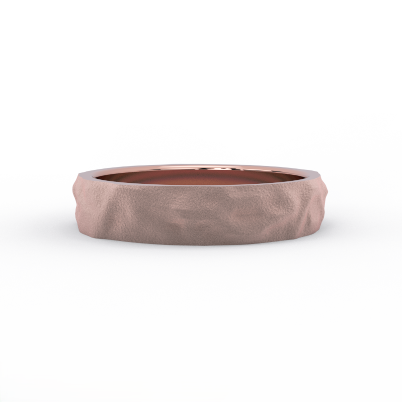 rustic gold ring in solid 14K rose gold – front view