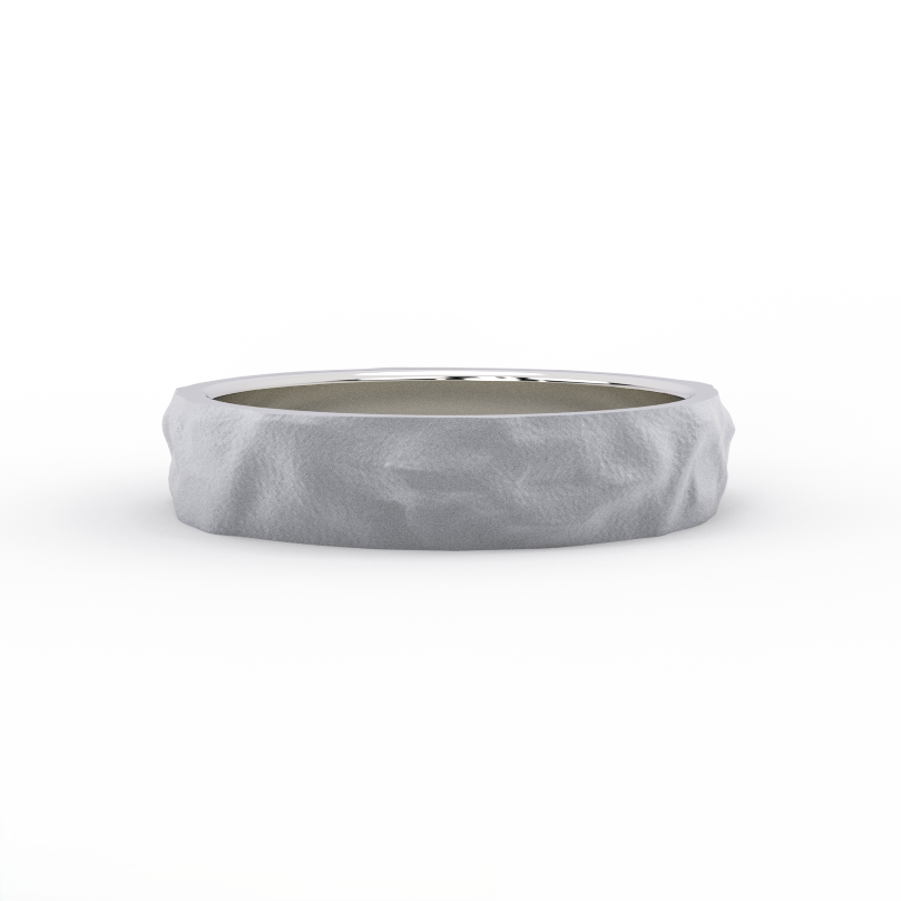 rustic gold ring in solid 14K white gold – front view