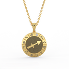 14K yellow gold Sagittarius zodiac medallion necklace
