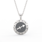 Sterling silver Sagittarius zodiac medallion necklace