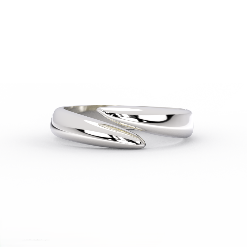 Modern sculptural wrap ring in 14K white gold