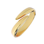 High polish 14K gold wrap ring with tapered overlapping ends