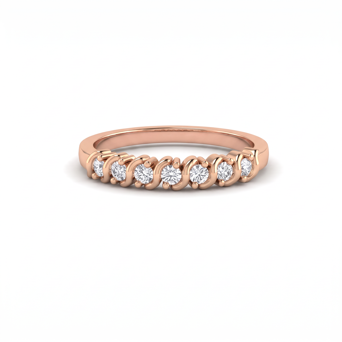 Seven-Stone S-Link Wedding Band with seven round Lab-Grown Diamonds in 14K rose gold