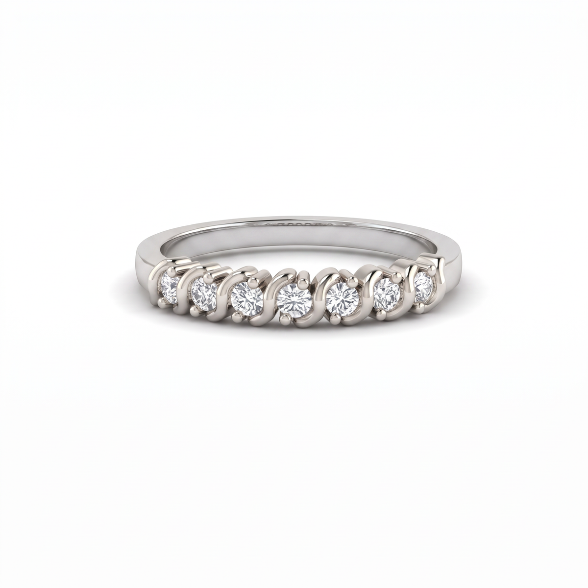 Seven-Stone S-Link Wedding Band with seven round Lab-Grown Diamonds in 14K white gold