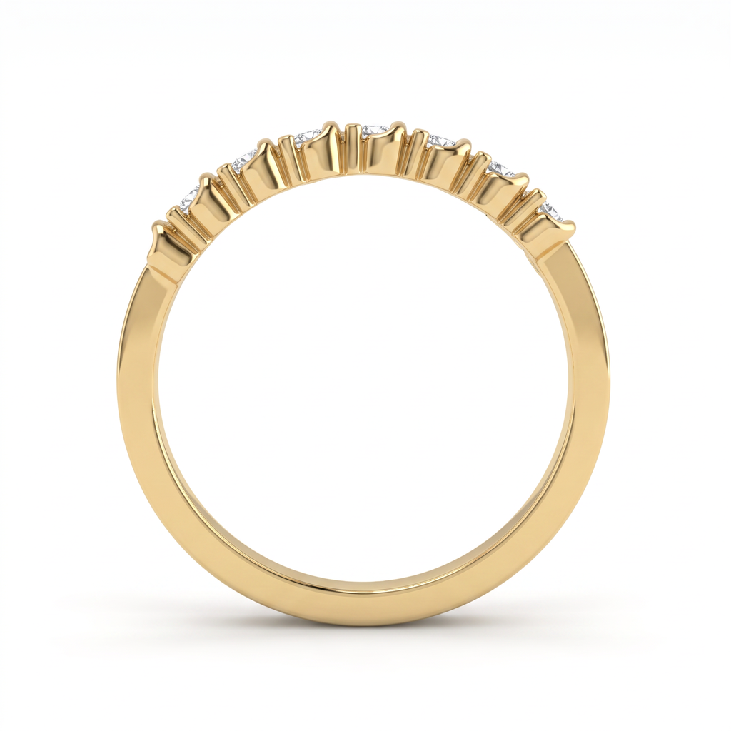 Profile of the 1.8mm seven-stone Lab-Grown Diamond wedding band in 14K yellow gold